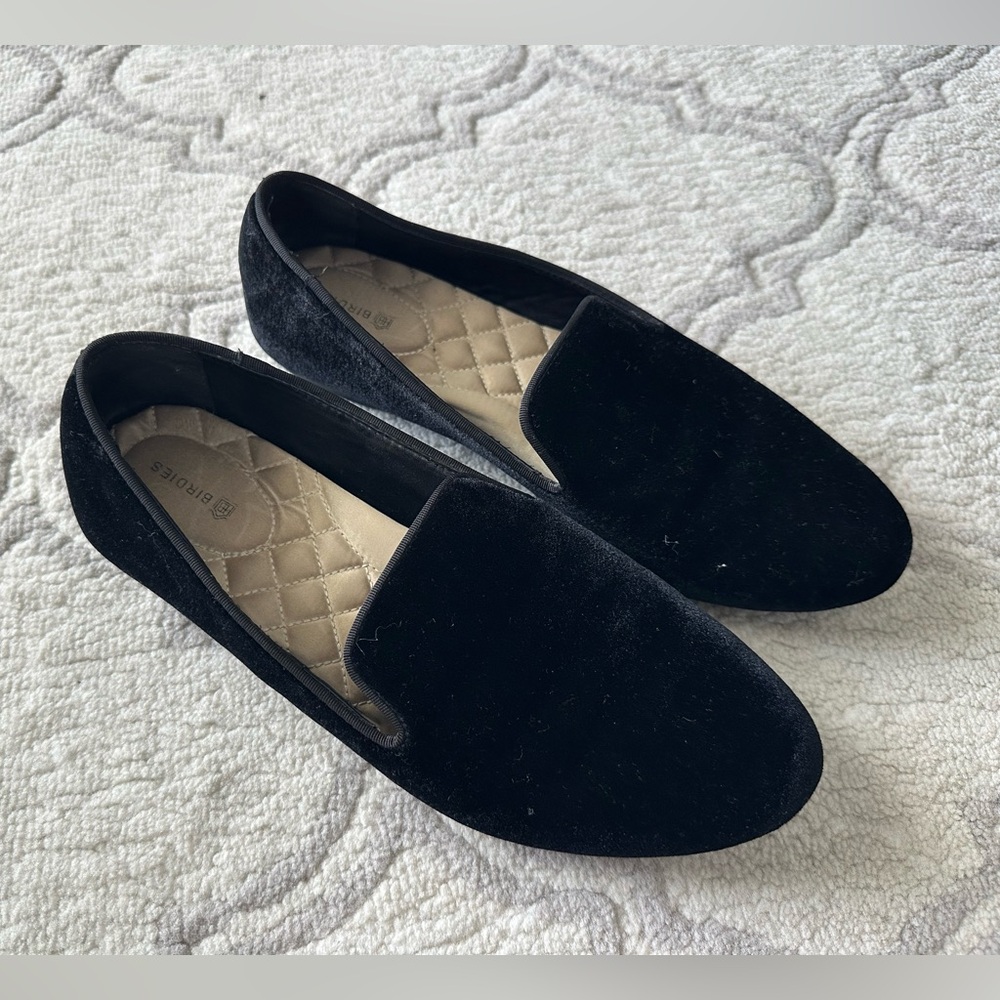 Birdies The Starling Velvet Flat Loafer, Black Size 8.5